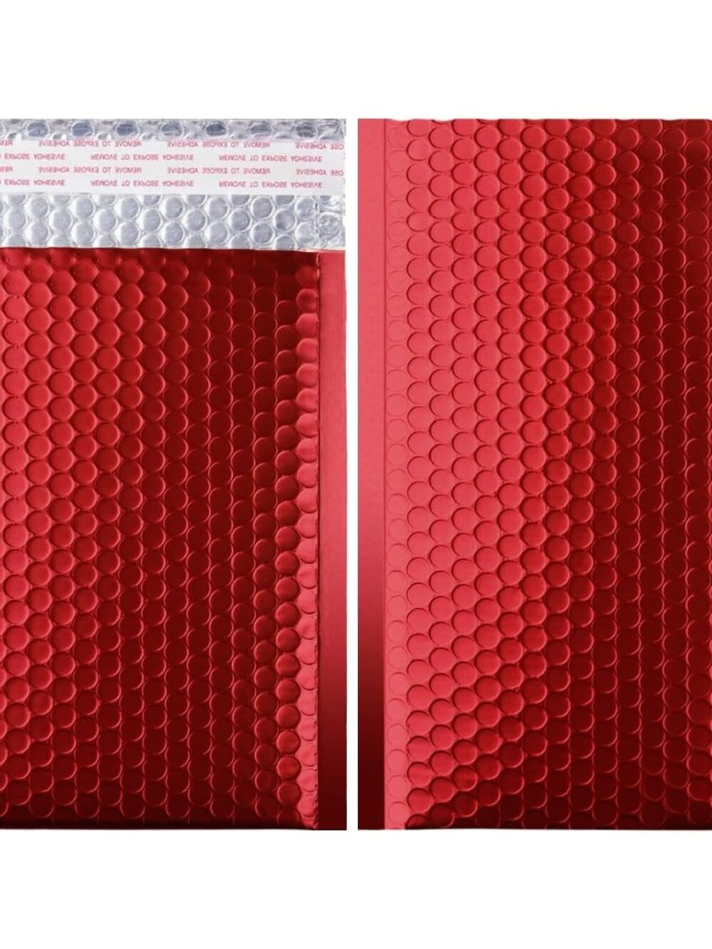 Metallic Matte Red Bubble Mailers - Durable 4x8 Inch Padded Envelopes with Secur